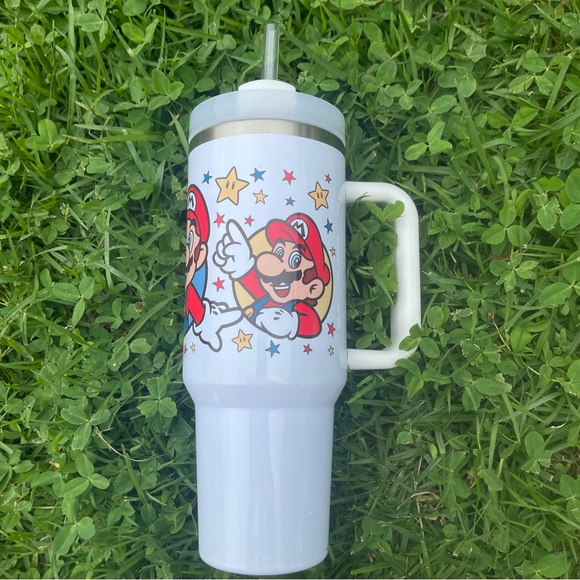 Custom 40 oz Tumbler Nintendo Super Mario Bros Tumbler 40 oz tumbler with hand c - Picture 3 of 7